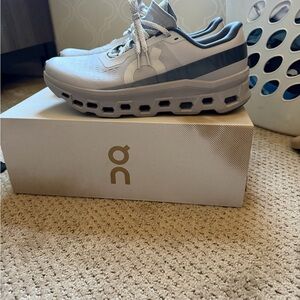 On Running Light Gray and Dark Gray Mesh Running Shoe